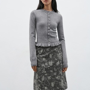 frill knit cardigan　J00262