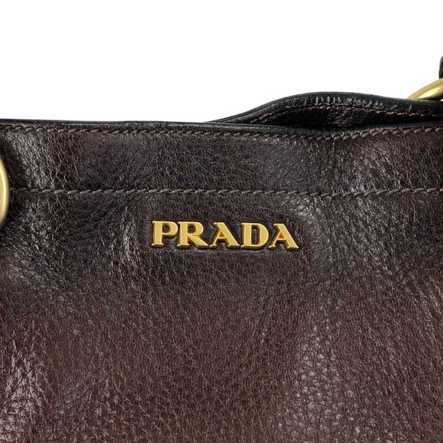 PRADA プラダ ハンドバッグ ブラウン ロゴ レザー 2wayトートバッグ vintage ヴィンテージ オールド ujn2cg