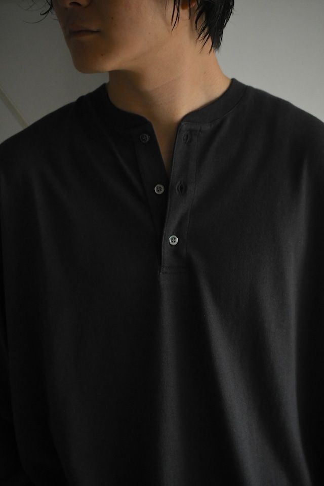 A.PRESSE / Cashmere Blend L/S Henley Neck Shirt (Charcoal)