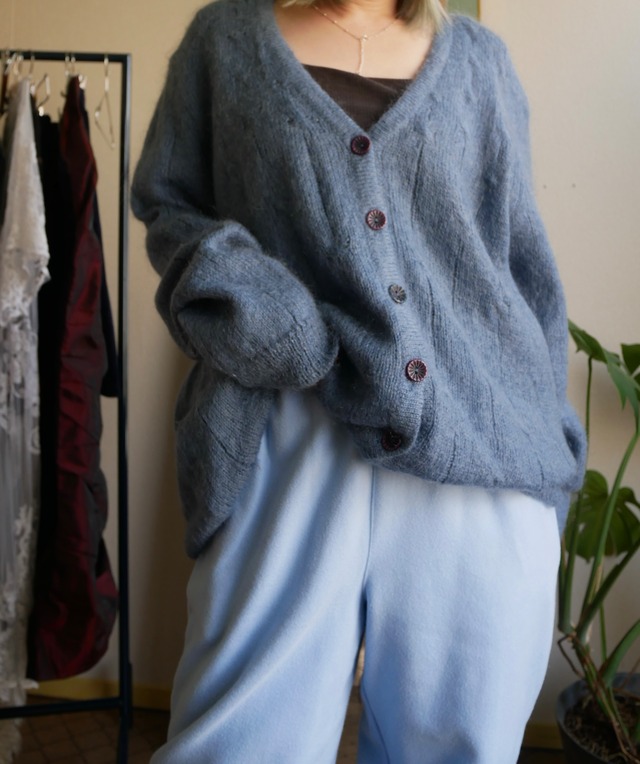 70s-80s Euro V-Neck Mohair Knit Cardigan