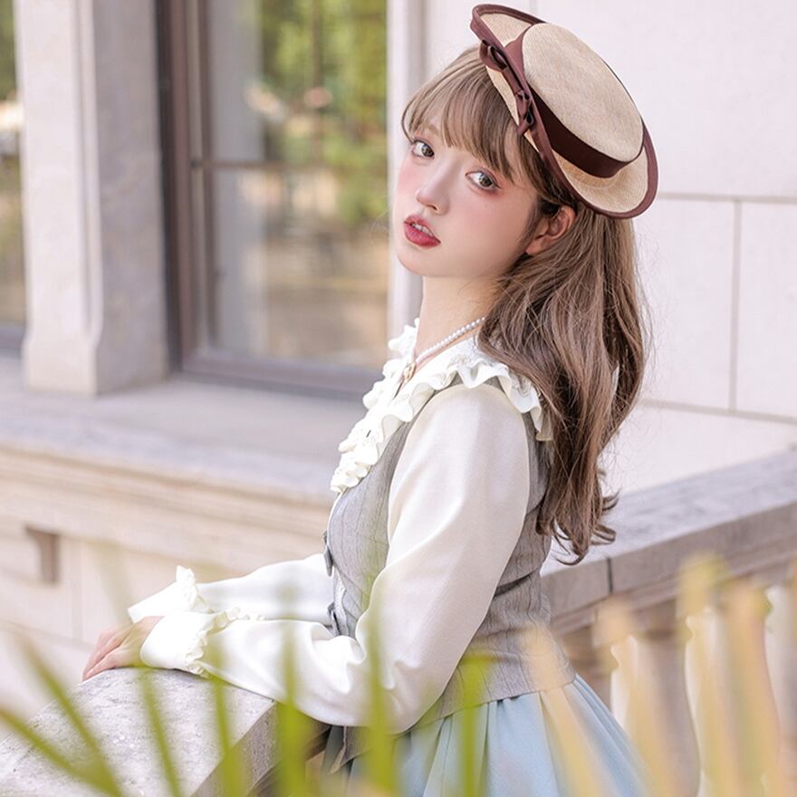 ロリータ クラロリフェイク スリーピース アシンメトリー フリル 深V