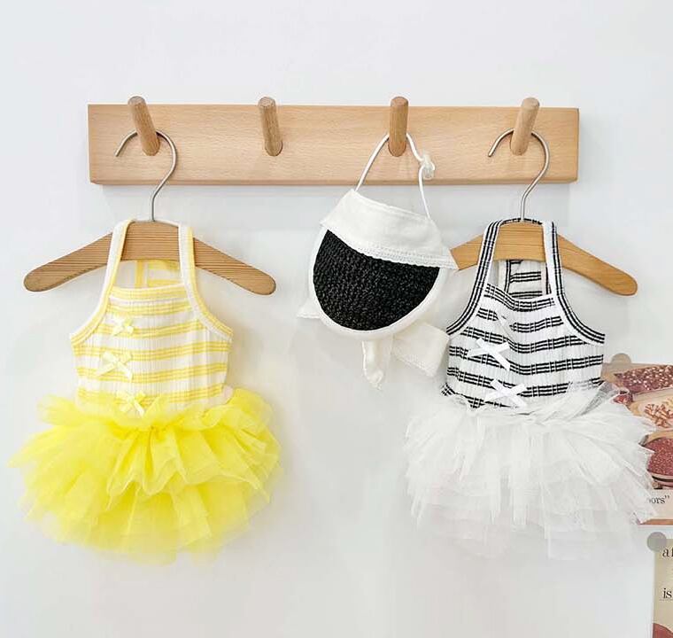 ribbon chuchu onepiece S ~ XL 2color  /  犬服 犬の服 ドッグウェア チュール ワンピース 袖なし ドレス リボン 可愛い ワンコ服 ストレッチ b61