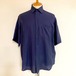 Nylon Rayon Linen Snap Button S/S Shirts　Navy