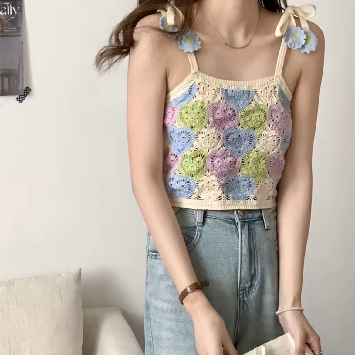 ハートクロシェニットキャミソール