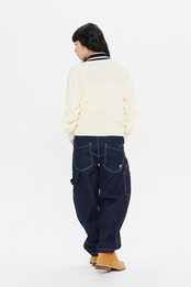 SPORTY LINE KNIT HALF ZIP UP_YELLOW OATMEAL