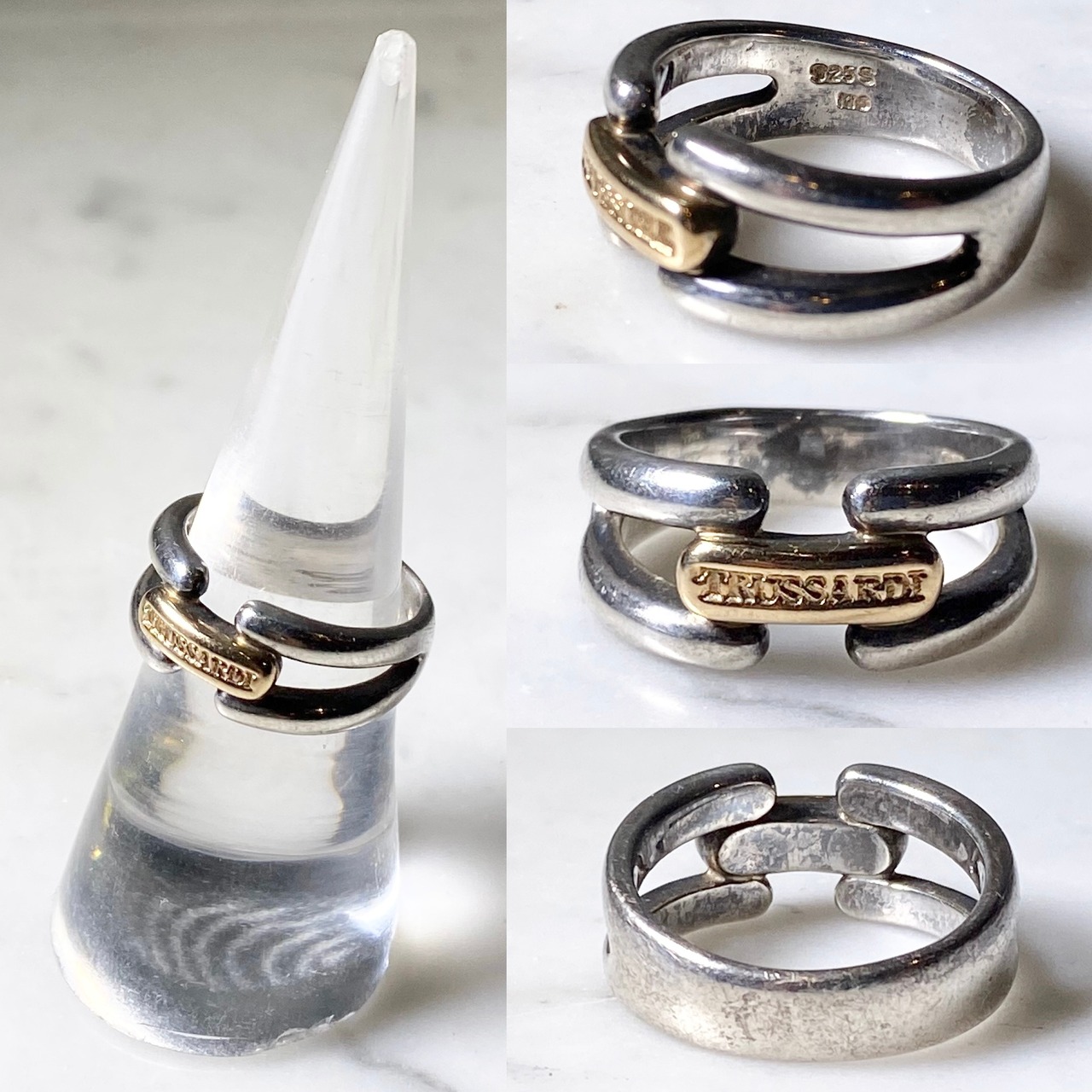 TRUSSARDI silver × k18 hook ring (2)