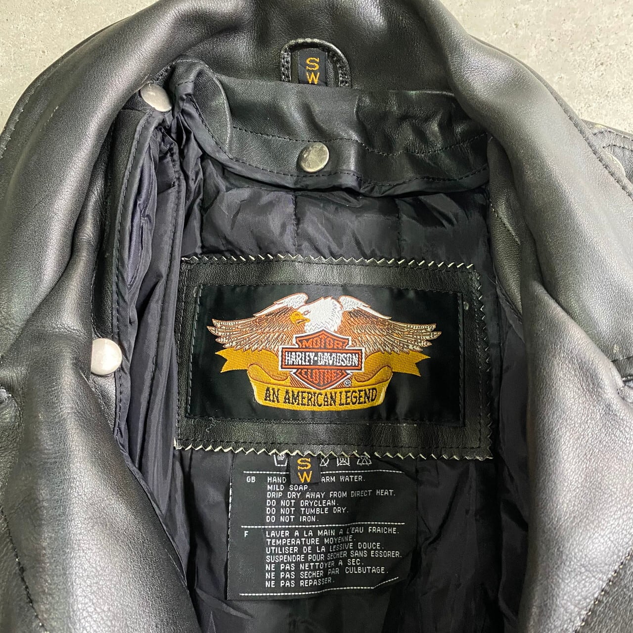 HARLEY-DAVIDSON ハーレーダビッドソン ダブルライダースジャケット レザージャケット ベンチレーション レディースM-L相当  メンズS-M相当 古着 ライナー付き ブラック 黒色 革ジャン【ブルゾン・ジャケット】【WS2202-15】【2203AL15】 | cave