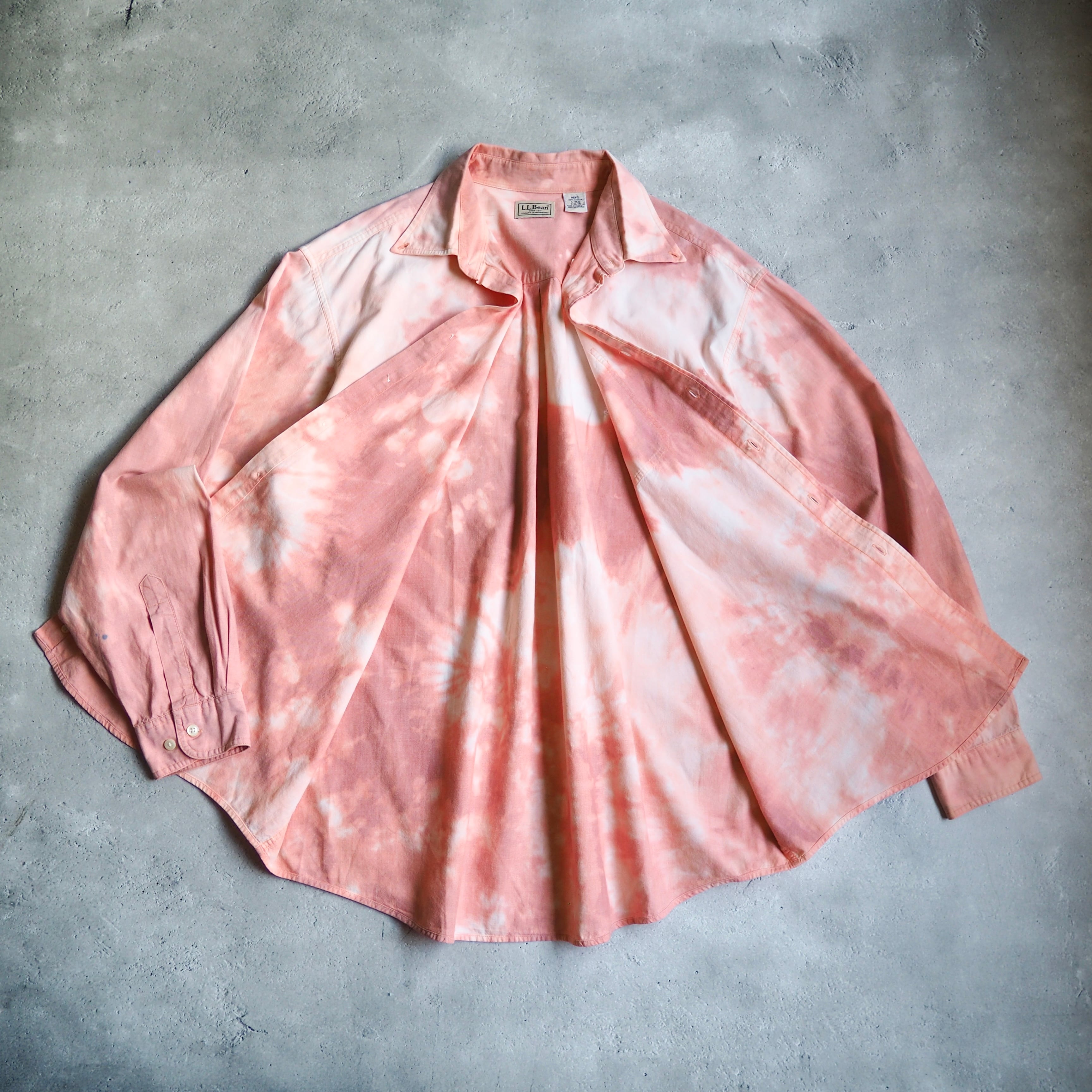 " L.L.Bean " Beautiful Flamingo pink Color Tie dye Over silhouette shirt