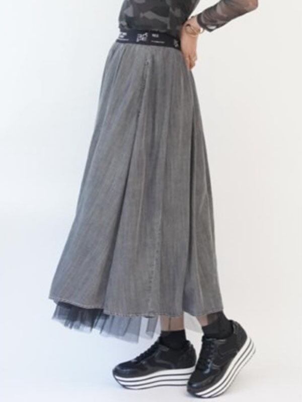 33℃　dn6012002　TTテープ テンセルデニムチュールレイヤード sk (STUP)