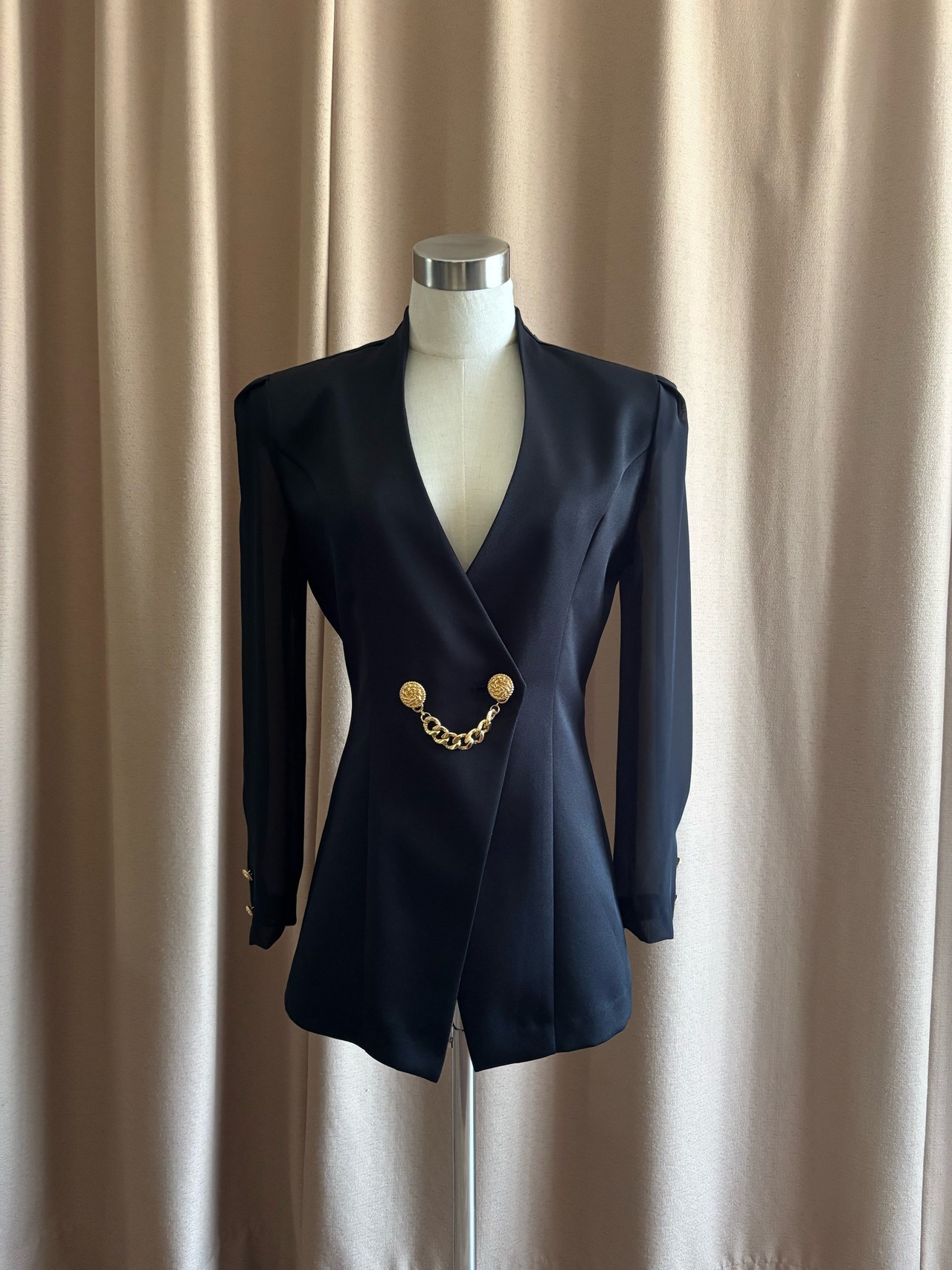MADE IN JAPAN black sheer sleeve jacket-4736-6