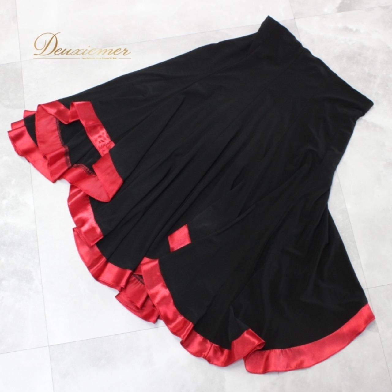 社交ダンス 衣装 スタンダード スカート レッスンウェア レディース 赤 黒 無地 Create-Sun クリエイトサン レッド系 ブラック系 フレア 伸縮性 スカート丈 65cm ウエストゴム ポリエステル レッスン ダンス服 スポーツウェア おしゃれ 普段使い パーティー 体型カバー