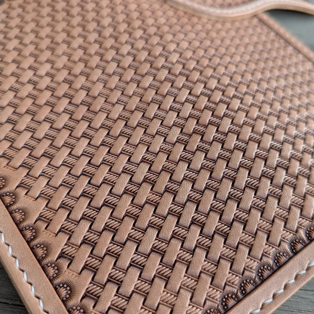 ロングウォレット】長財布 バスケットスタンプ レザーカービング
