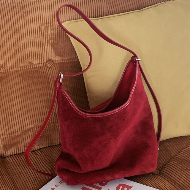 Leather strap suede one shoulder bag   G1068