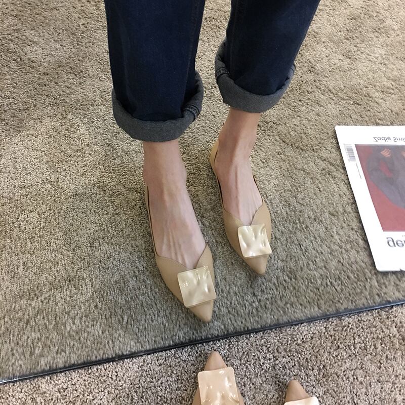 フラットシューズレディース2020春新バージョンのネットレッドメタルバックル浅口滑り止めカジュアルカジュアルオールマッチエンドウ豆靴トレンド フェイクシューズ39178752226