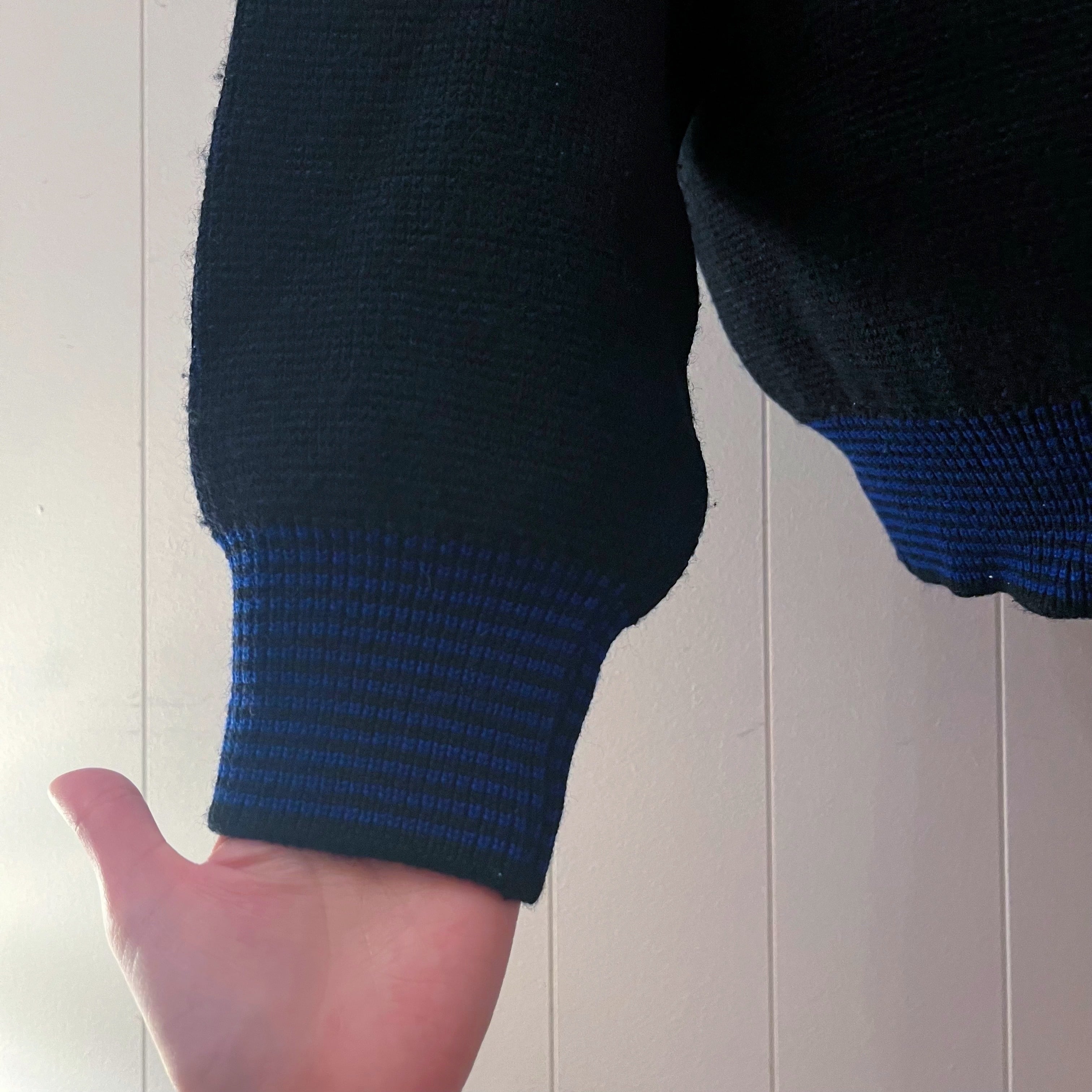 90s blue geometric knit sweater