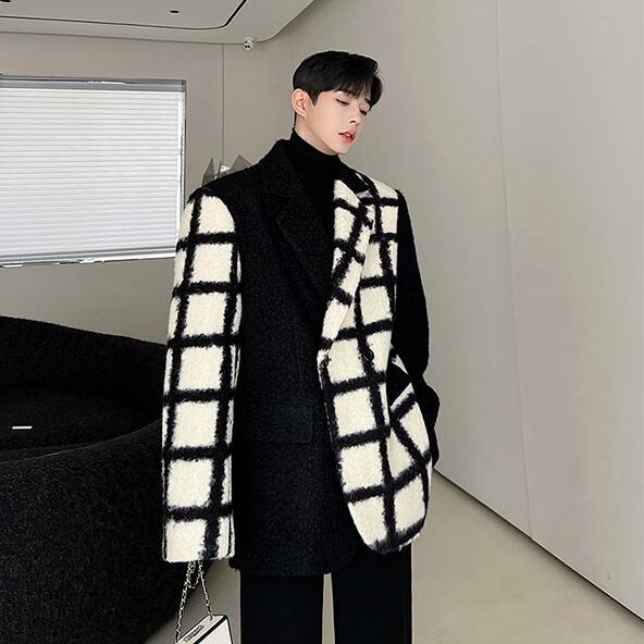 予約販売】ジャケット 無地 個性的 メンズ ブラック 黒 ボア