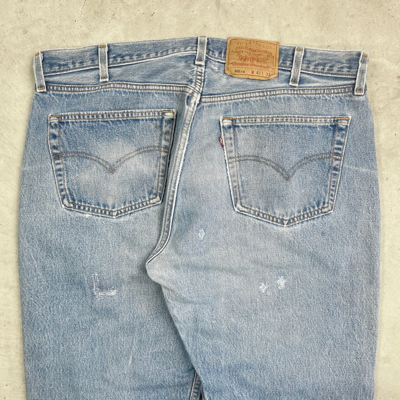 Levi's501xx リペアデニムパンツ ライトブルー 大きな穴あり Levi's501xx リペアデニムパンツ ライトブルー 大きな穴あり