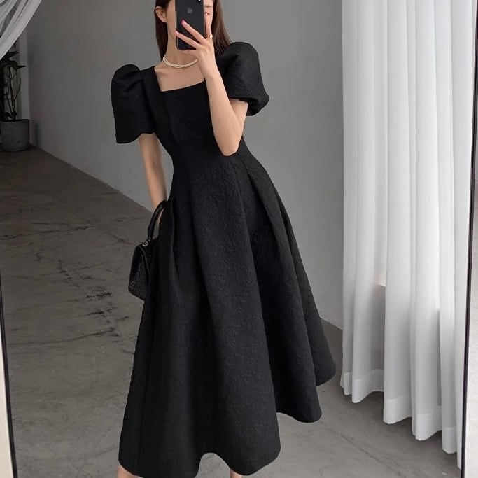 スクエアネック ジャカードワンピース ◆2col YH9048