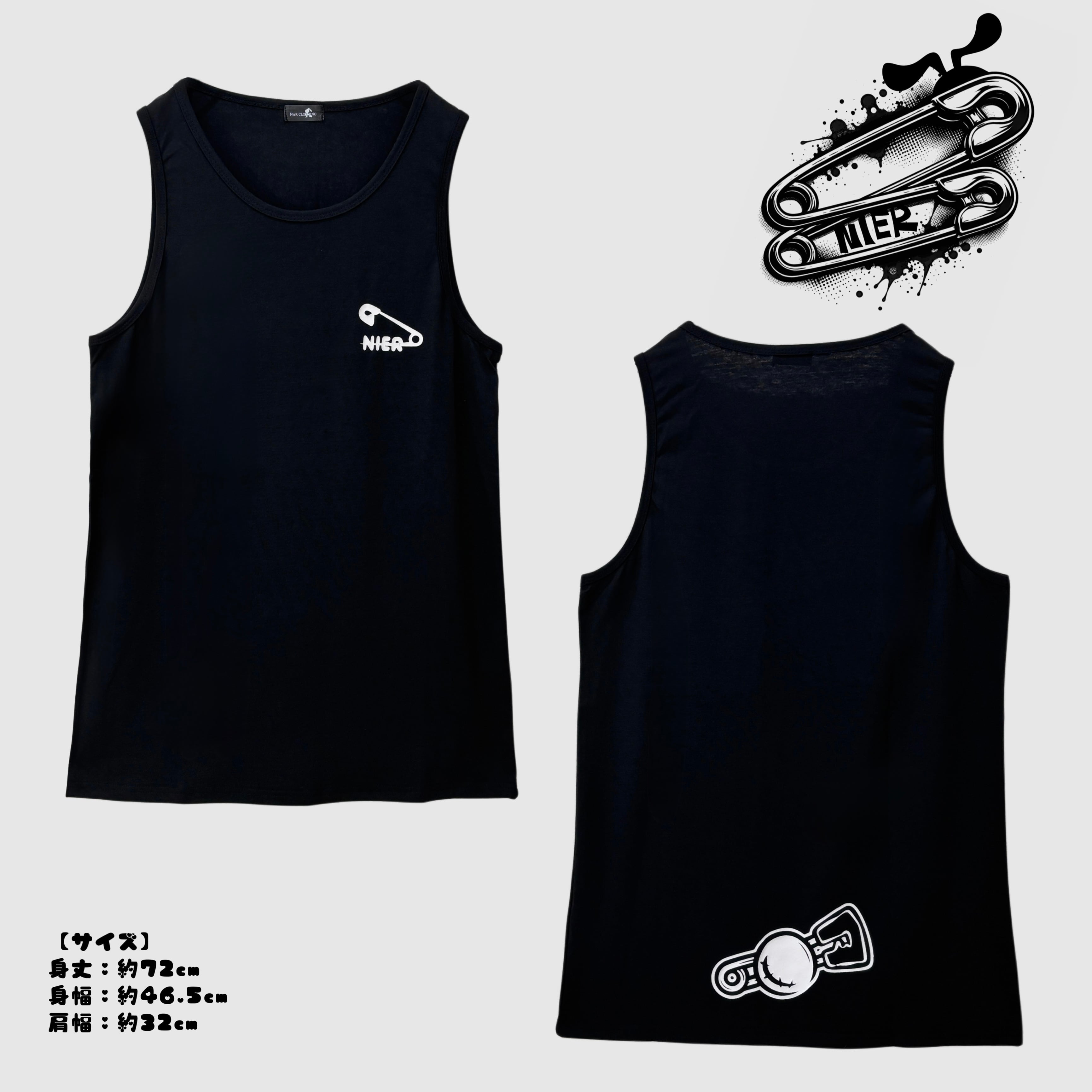 夏応援スペシャルプレゼント》BLACK TANK TOP【SAFETY PIN×TAIL