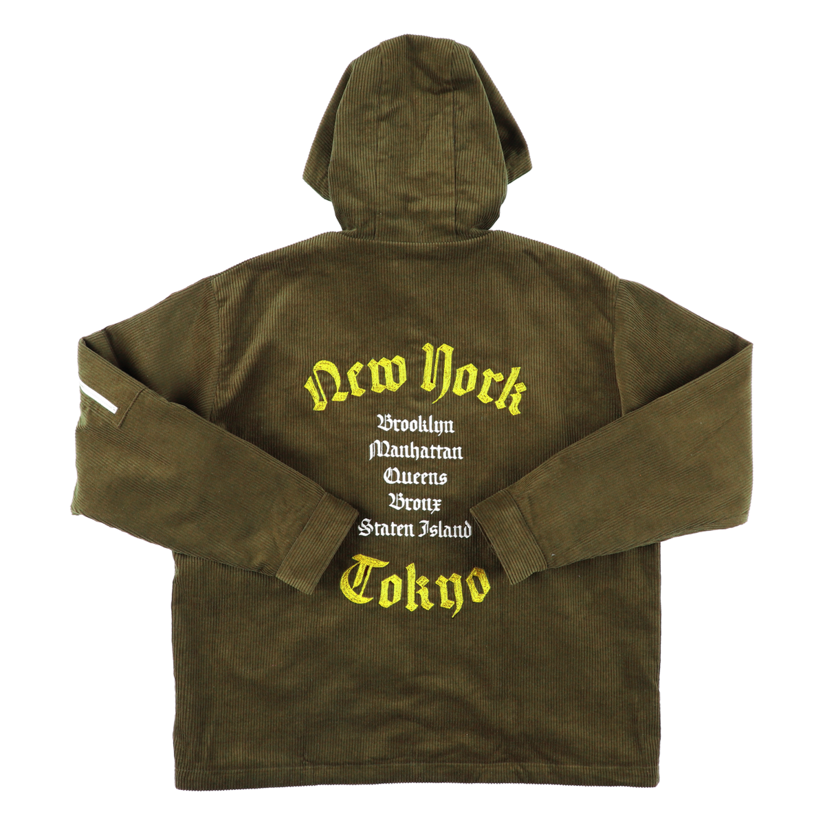 CORDUROY TEXTILE ZIP-Hoodie -Khaki