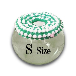 【Sサイズ】グリーン×ホワイト　デグー　砂浴び容器　飛び散り防止　ブラッシング効果  degu's glass ball for dust bath [S size] fluffy ring is [green×white color] .