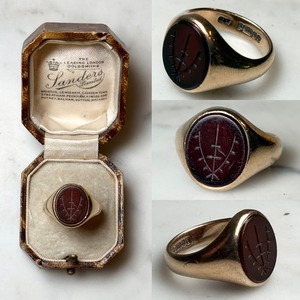 vintage c1960 9ct gold Carnelian intaglio ring