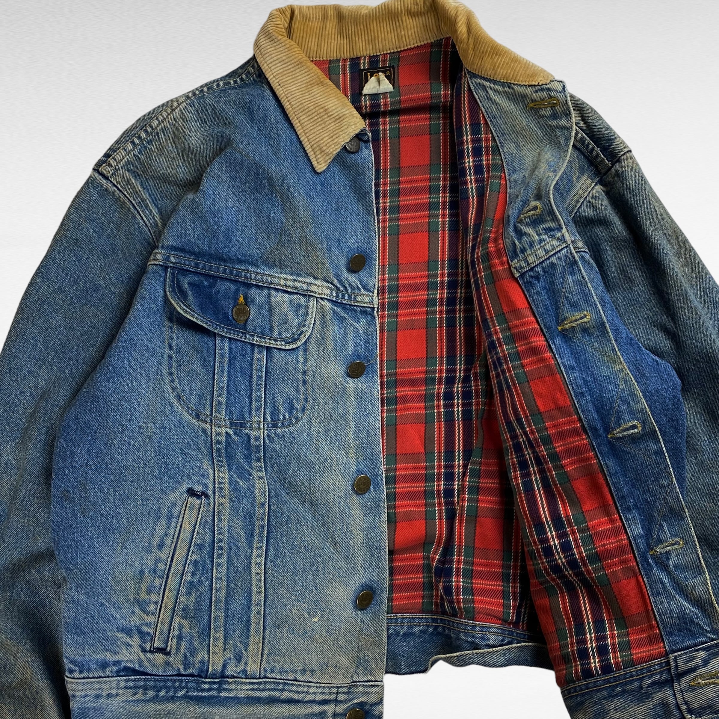 70's】【USA製】 リー L デニムジャケット 襟コーデュロイ 70's】【USA製】 リー L デニムジャケット 襟コーデュロイ