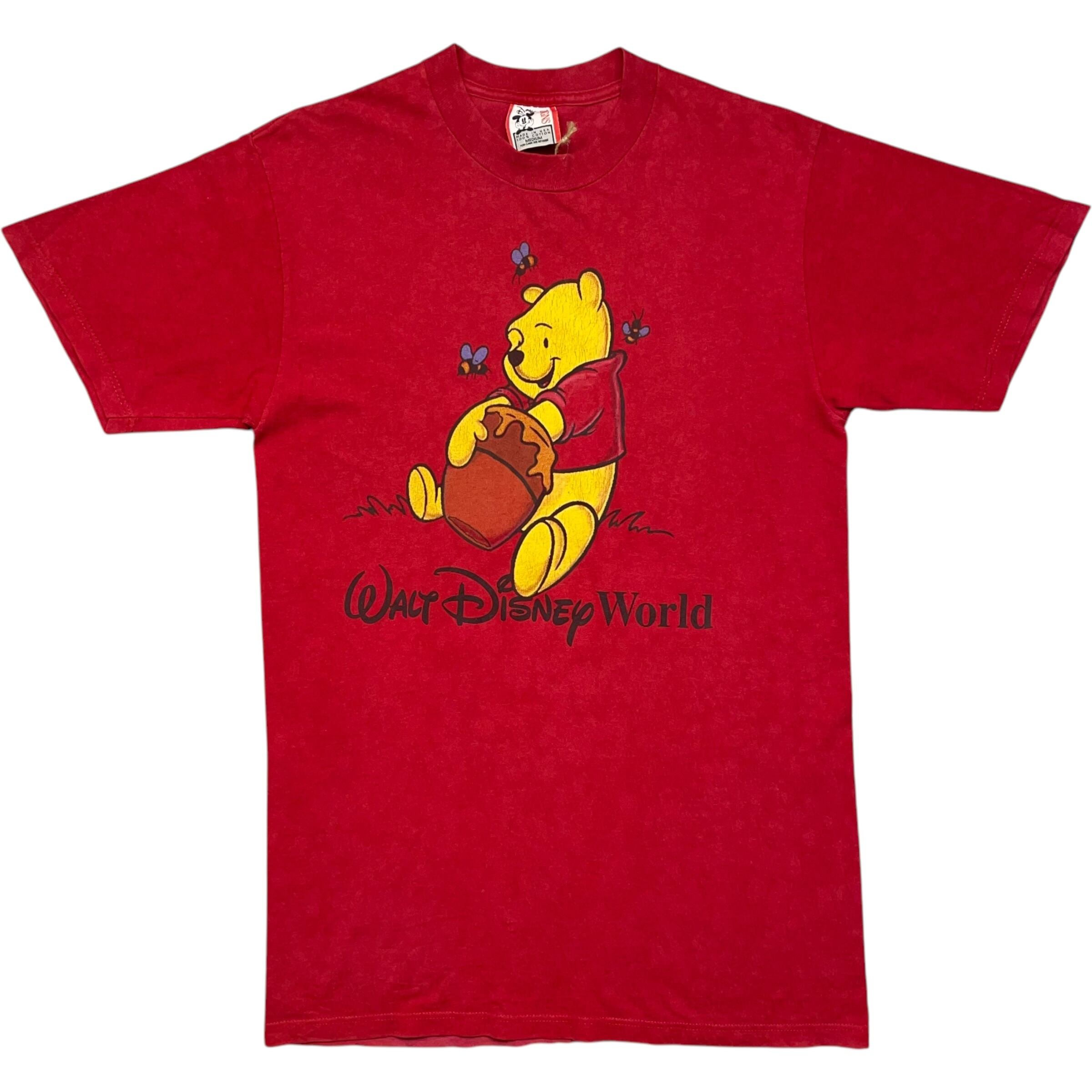 《L》Disney ディズニー プリントTシャツ レッド ウォルトディズニーワールド くまのプーさん no.6791