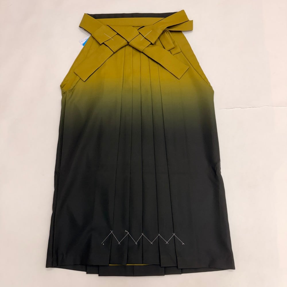 袴 S size 紐下丈87cm 行灯袴 卒業袴 女性用袴 からし 緑 ぼかし 中古 5862
