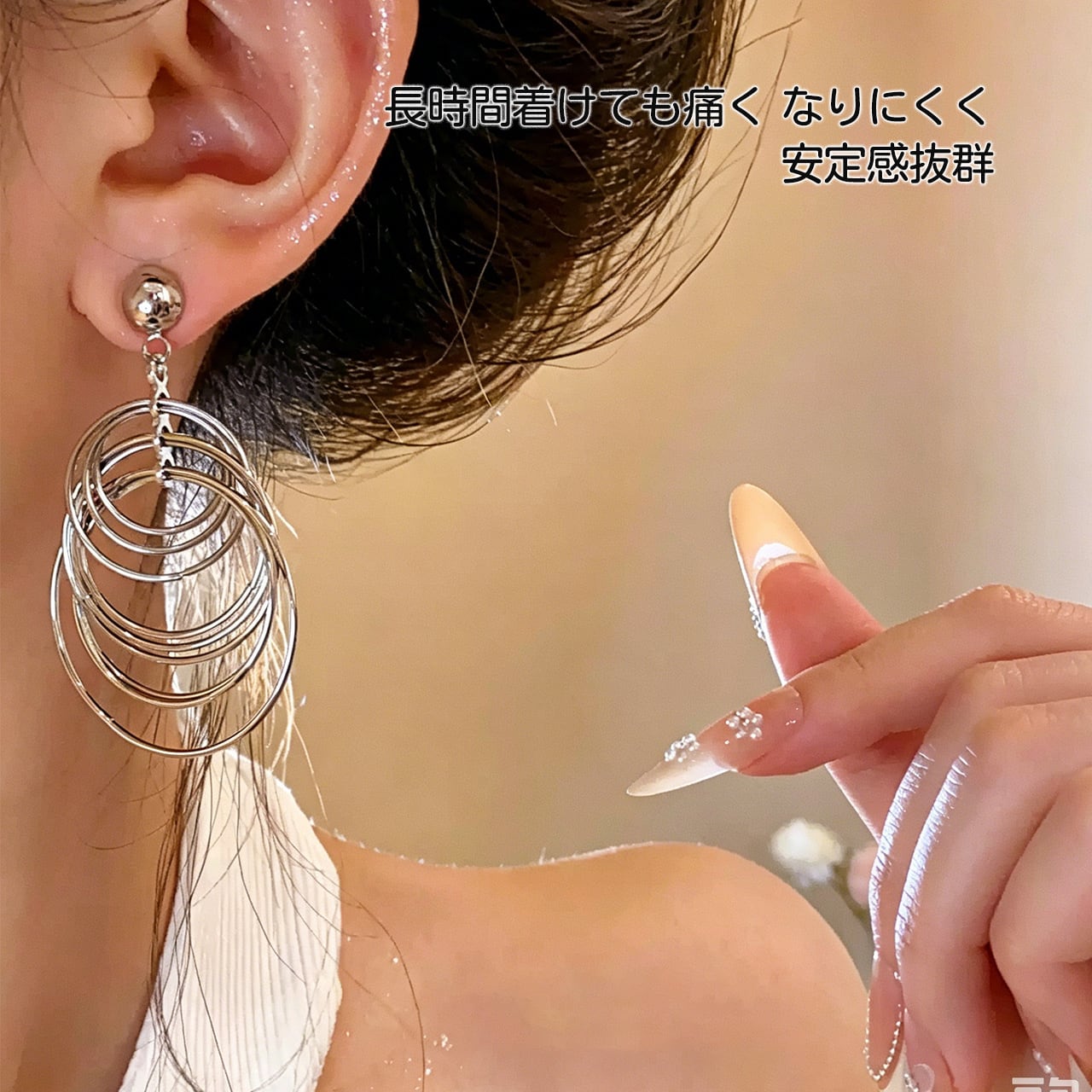 P59 .ピアス穴なしでもOK！レトロシルバー大ぶりイヤリング｜上品で