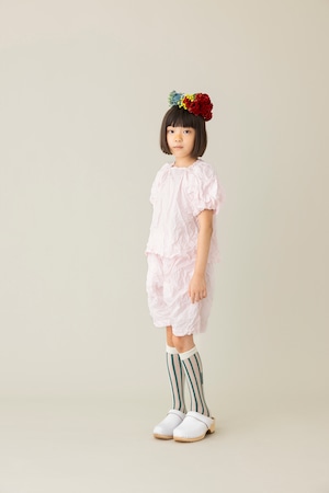 【24SS】folkmade（フォークメイド）wrinkled ballon blouse pink (S/M/L)ブラウス