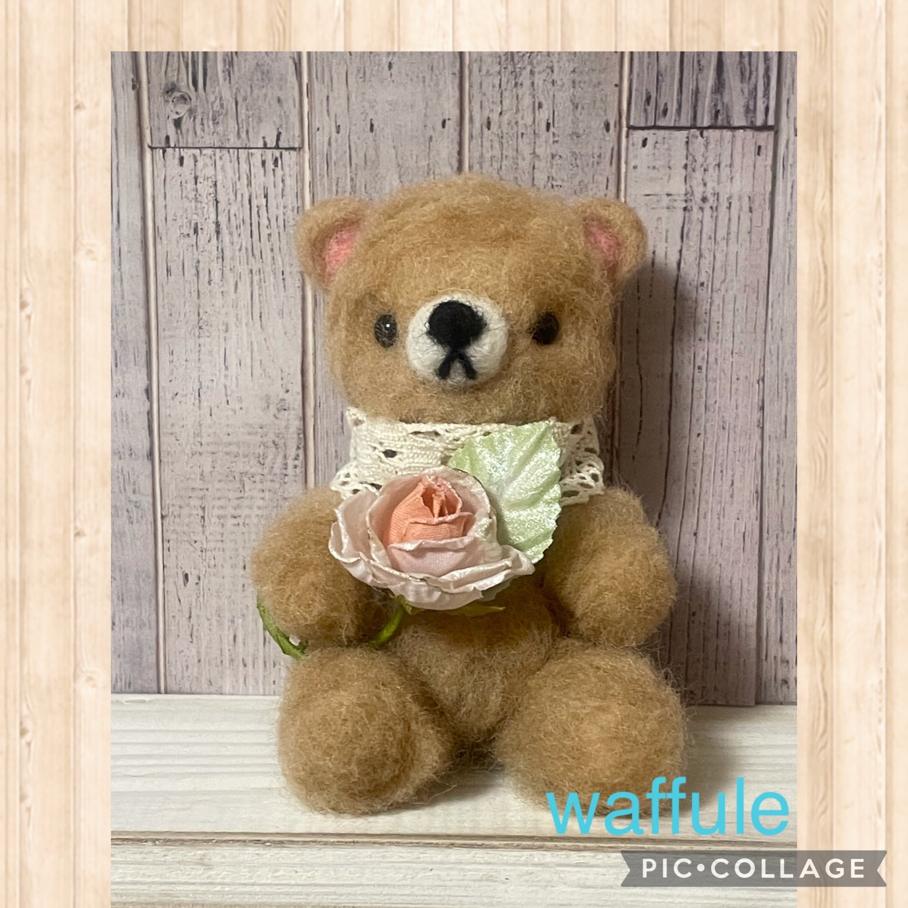 羊毛フェルト ふわふわベアさん | はんどめいど雑貨 waffule