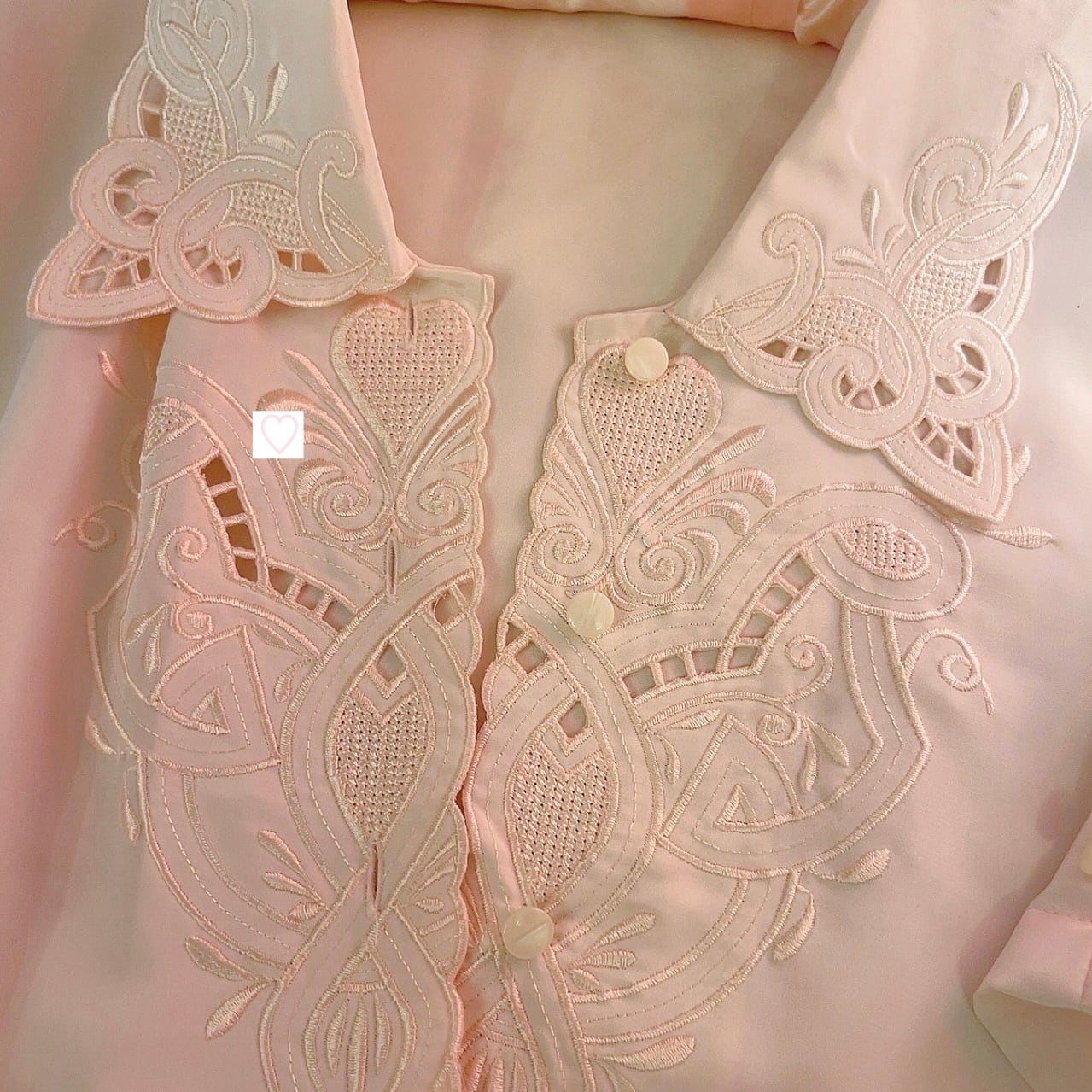 hidden heart pale pink blouse