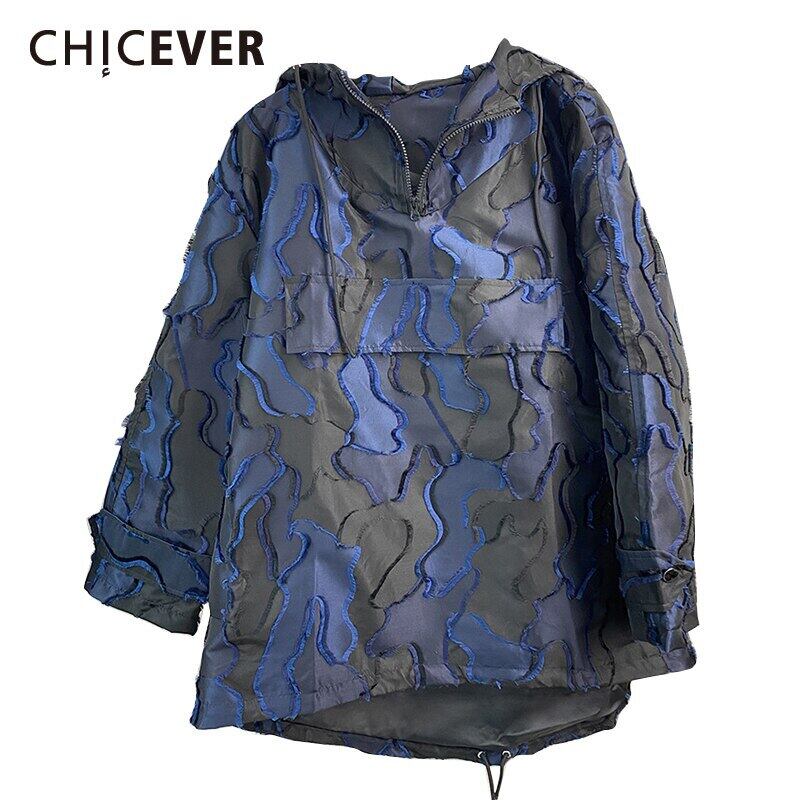 CHICEVERニットスウェットシャツレディースフード付きカラー長袖プリントヒットカラーレースアッププルオーバースウェットシャツ2020スタイル ロング 6base537178803944