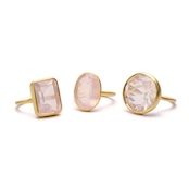 S925 SINGLE STONE MATT RING -ROSE QUARTZ- 03