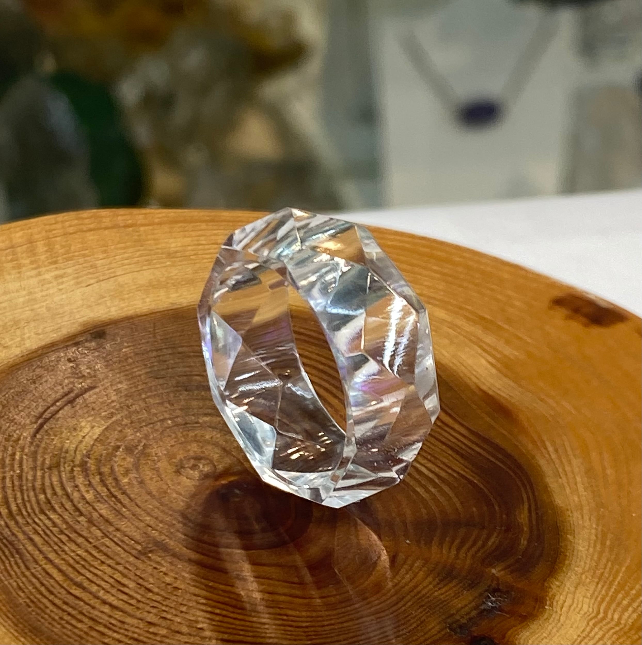 厳選　ガネッシュヒマール産ヒマラヤ水晶　くりぬきリング22号　手作り カット 厳選 ガネッシュヒマール産ヒマラヤ水晶 くりぬきリング13号 手作り