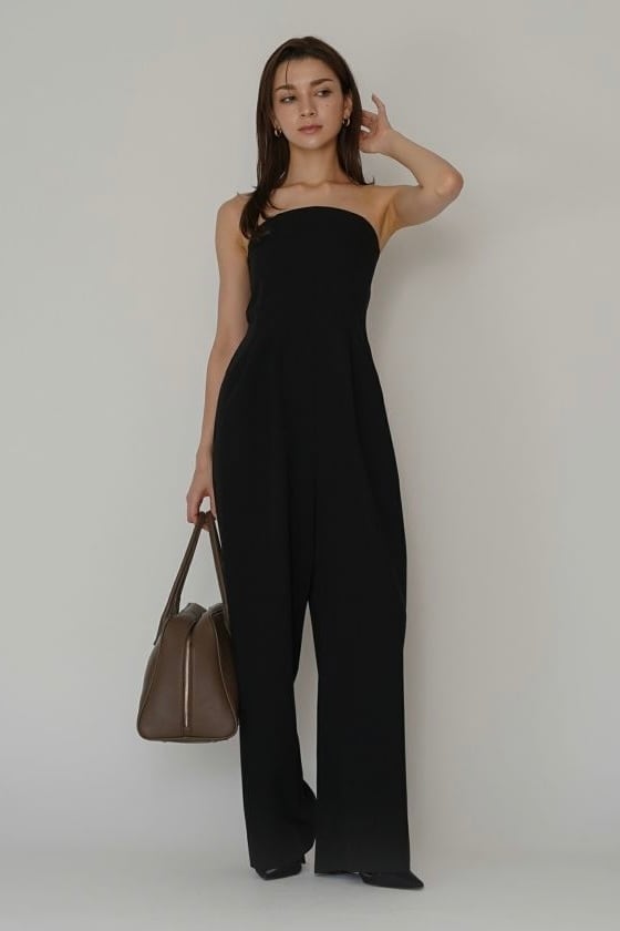 サロペット・オーバーオール・オールインワン louren back tie over jumpsuit / black louren Shoulder tie jumpsuit ショルダータイジャンプスーツ