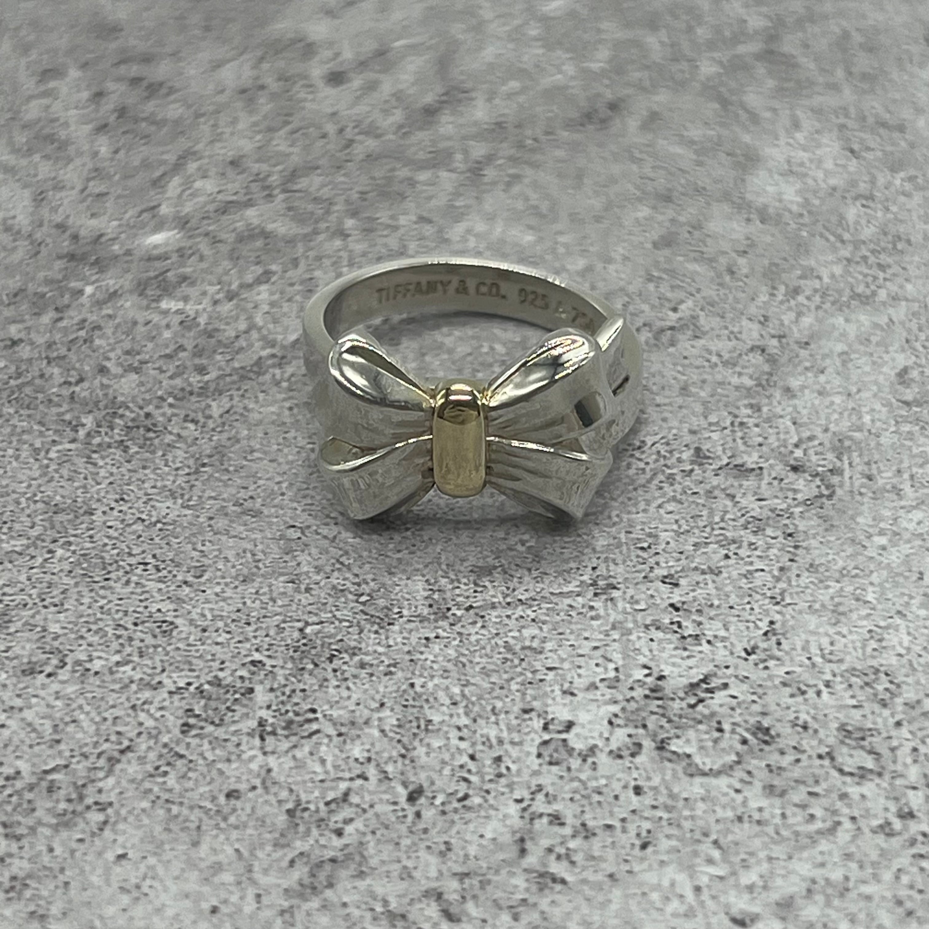 【11号】ティファニー TIFFANY&CO リボンモチーフ リング コンビ