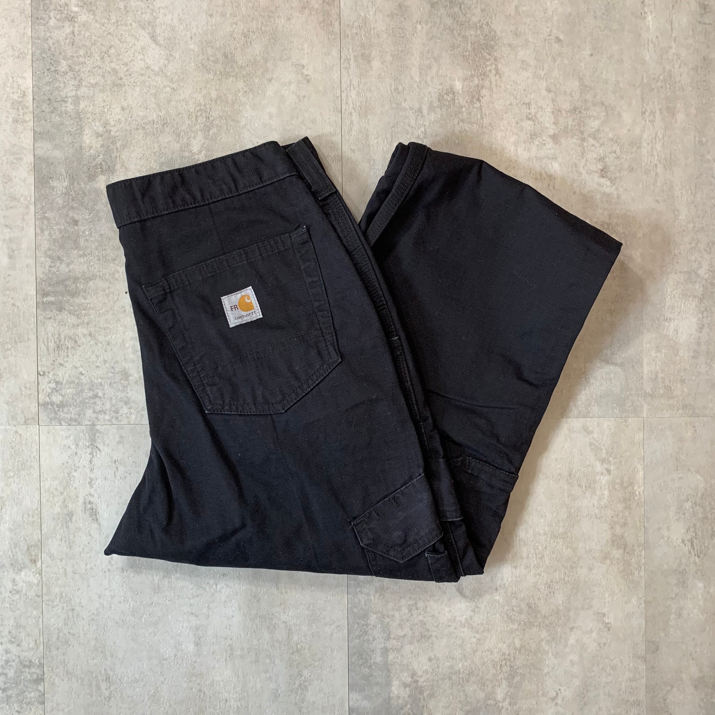 《実寸w30l30》carhartt FR カーハート ワークパンツ カーゴ ブラック ダブルニー リップストップ No.96