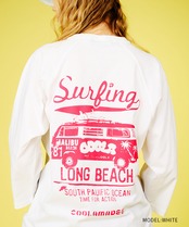 COOLAバスプリントラグランスリーブTシャツ (WHITE)　CQ-48025