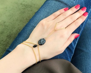 k16gp  2way フィンガーブレスレット ジャスパー ブラックスピネル 仕事運 天然石 パワーストーン