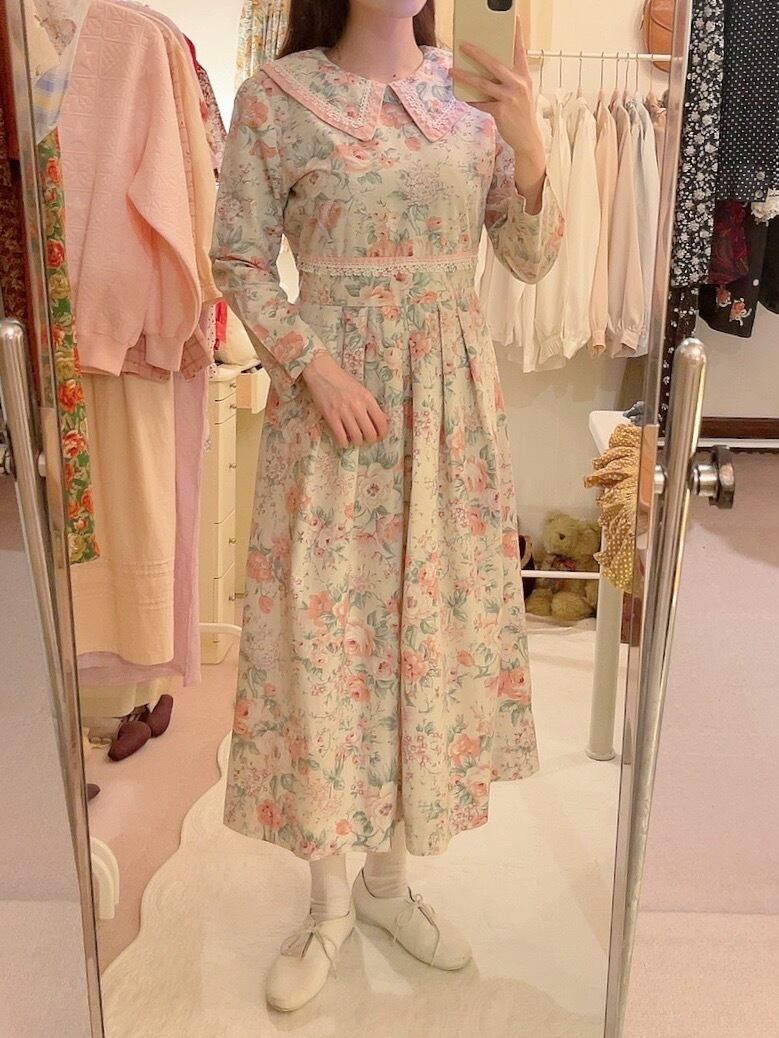 pink flower ribbon lace one-piece