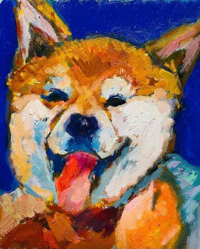 OIL COLOUR | 油彩画 #現代アート #犬 #猫