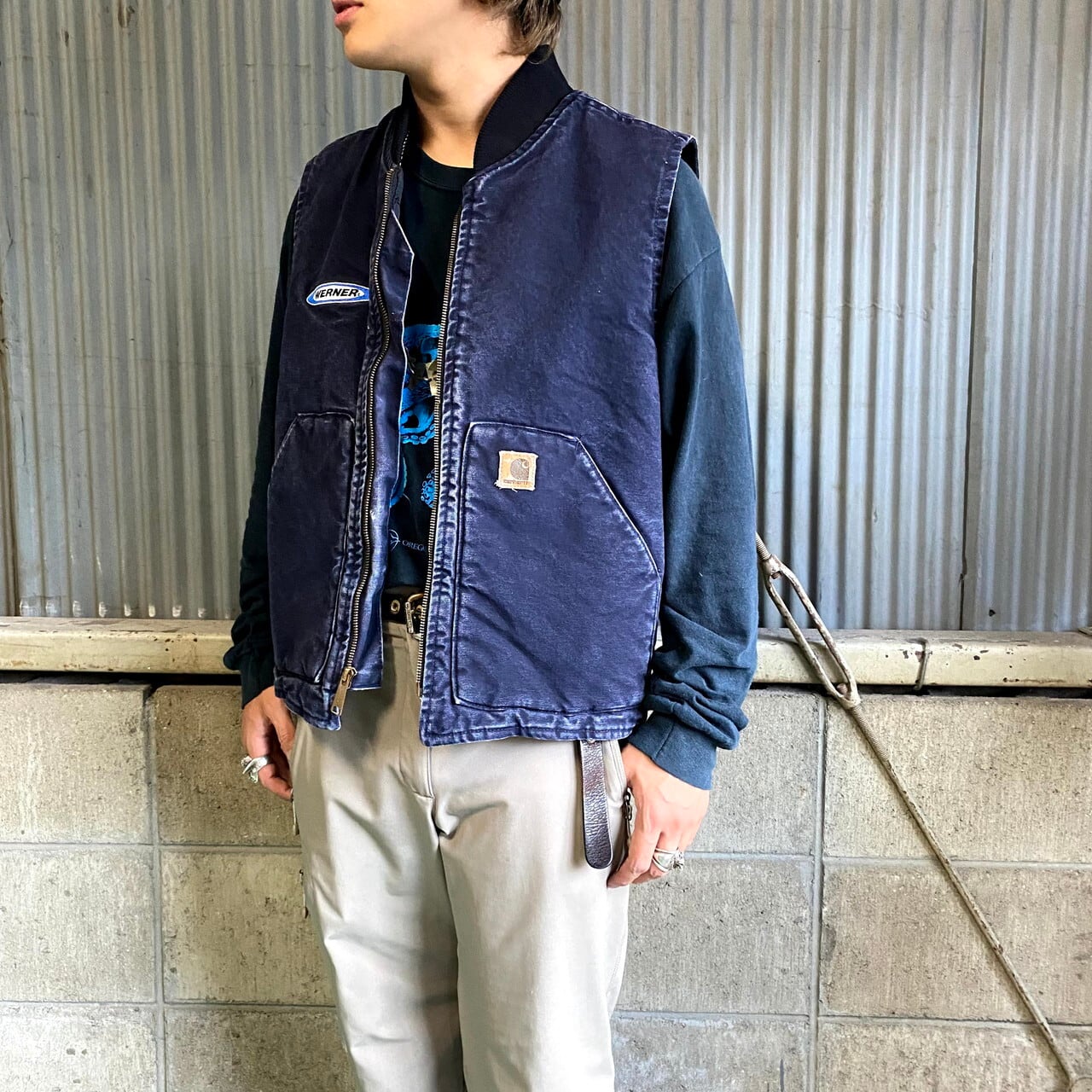 美品　carhartt  ダックベスト　XL  キルティング　バンドカラー