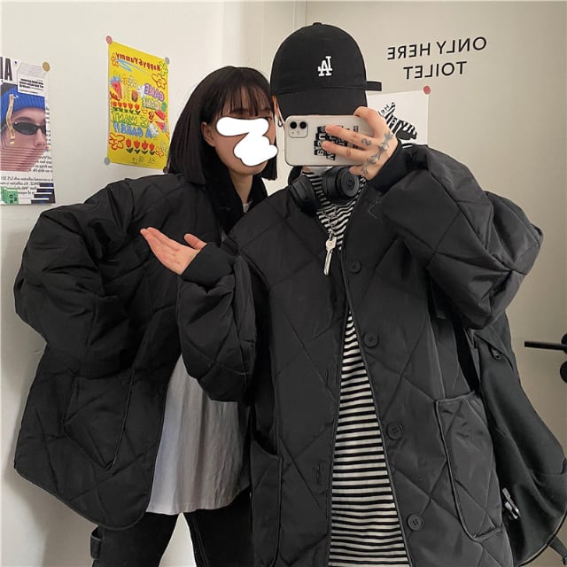 予約販売】キルティングジャケット ノーカラー アウター ショート丈