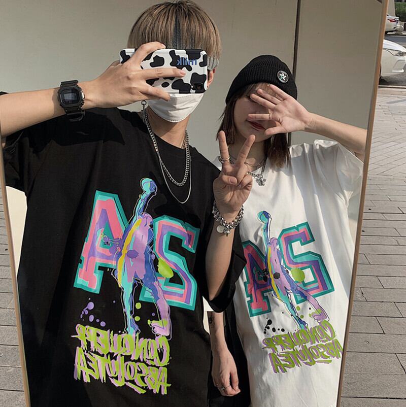 ルーズサマーTシャツ プリントレディーストップス コットン かわいい 夏物 ピュア ヨーロピアン ケッペル26880939553