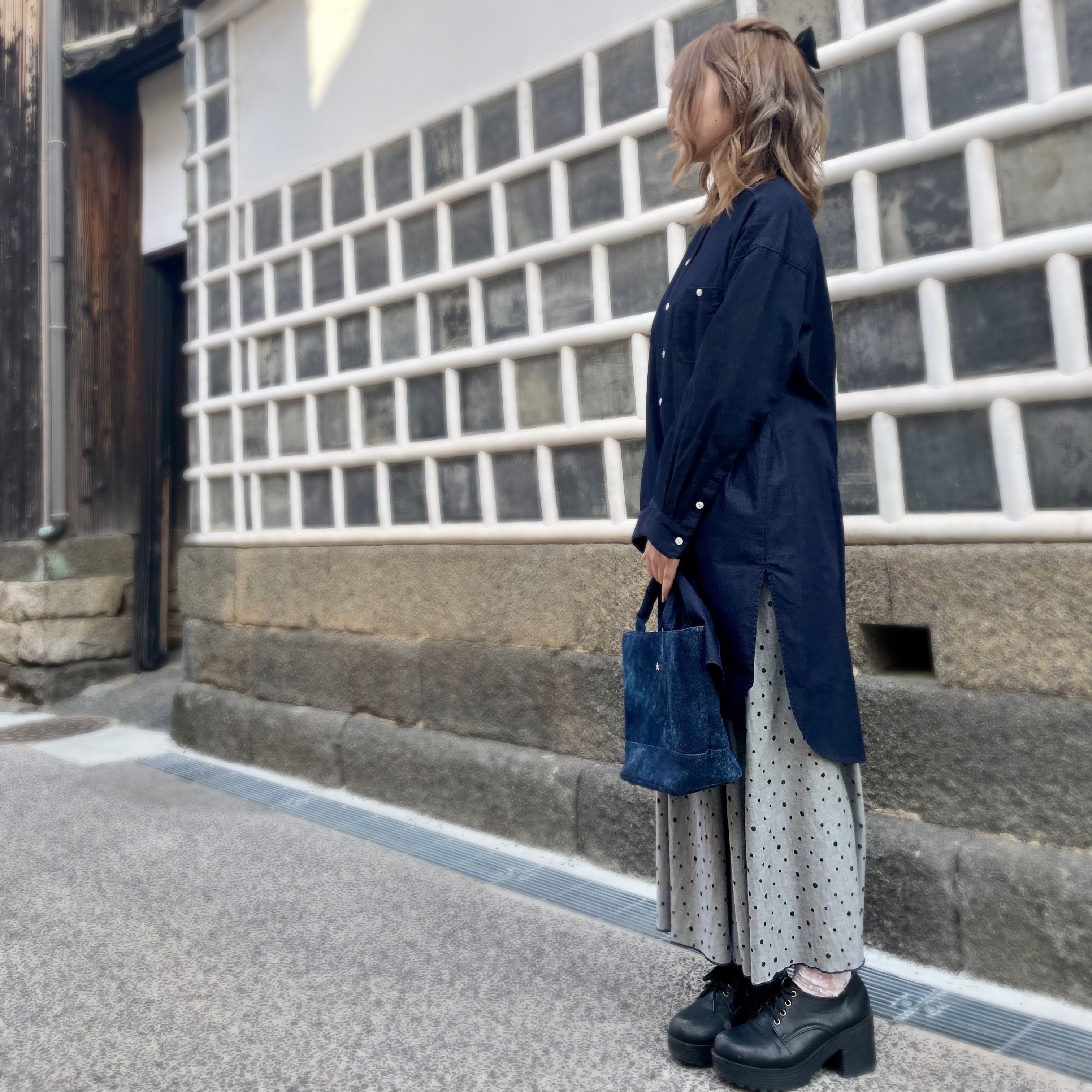 ワンピース】バンドカラーデニムシャツ | 青木被服 公式オンラインストア