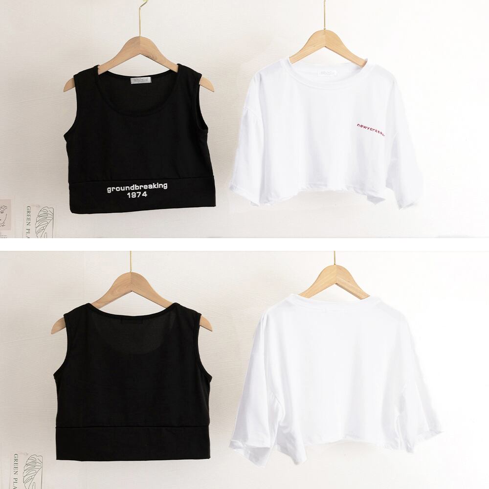 Tシャツ タンクトップ レディース トップス 2点セット 春夏 大人