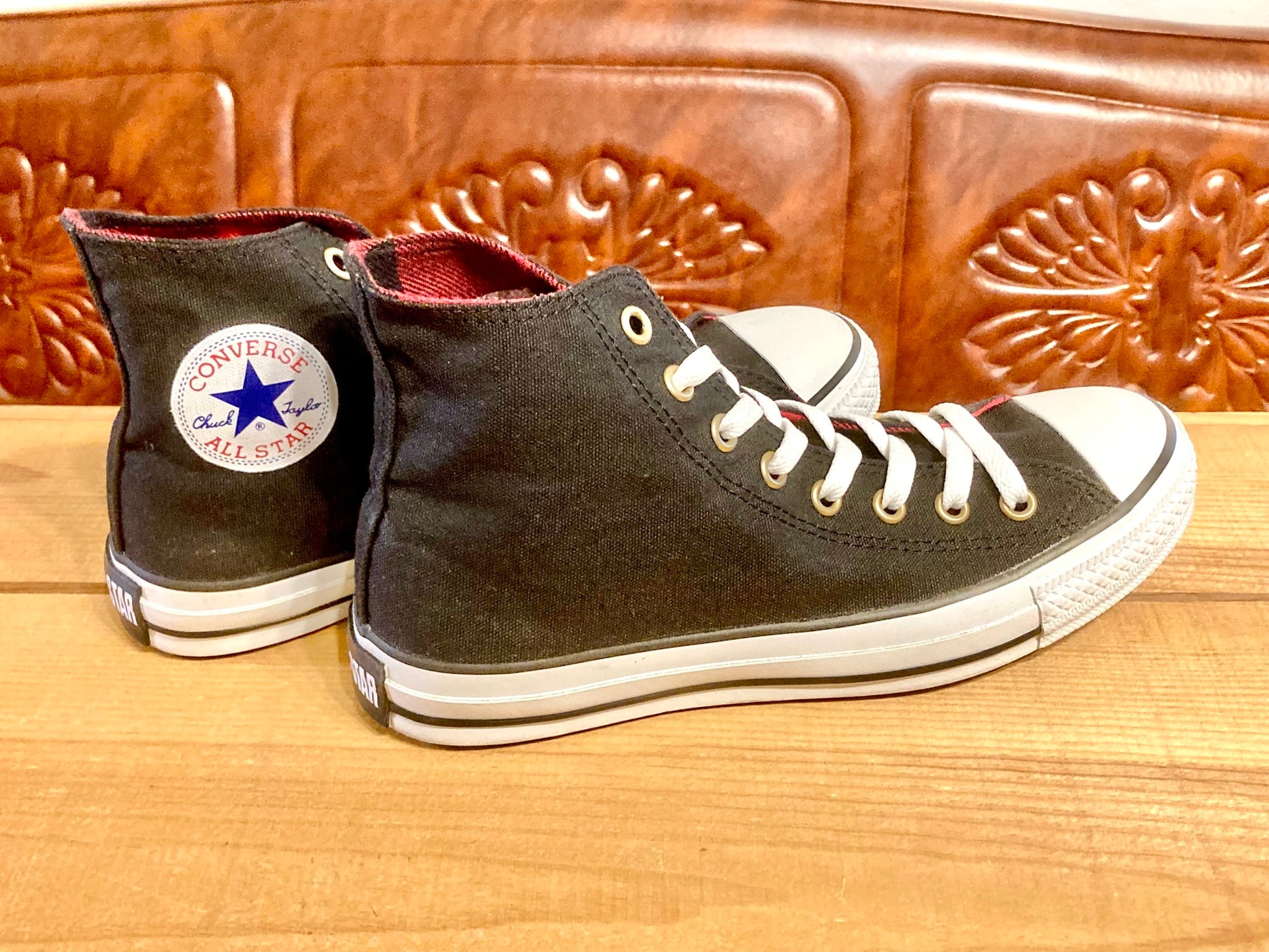 CONVERSE 赤と黒 チェック スニーカー 17cm コンバース スニーカー