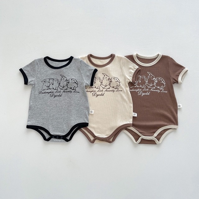 【BABY】ウサギ柄半袖ロンパース